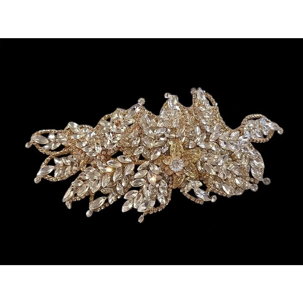 Luxurious Gold Crystal Leaf Bridal Headband Wedding Tiara Hair Accessory 9
